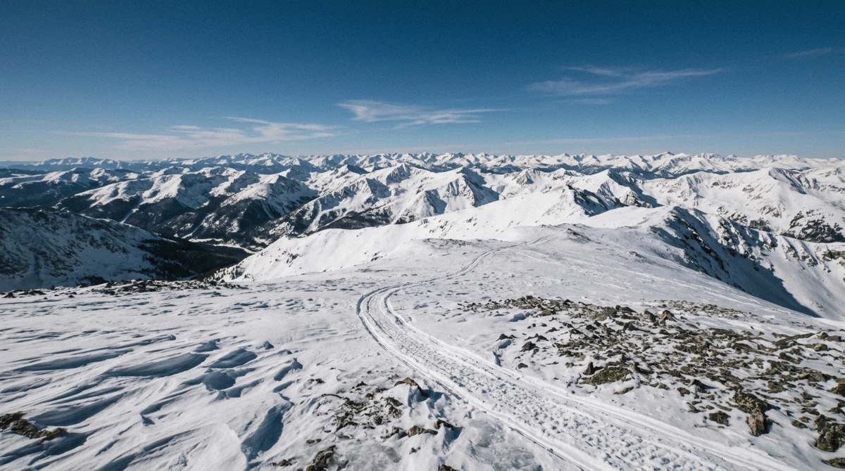 View from the Continental Divide above treeline near Georgia Pass, the destination of Breckenridge snowmobile tours